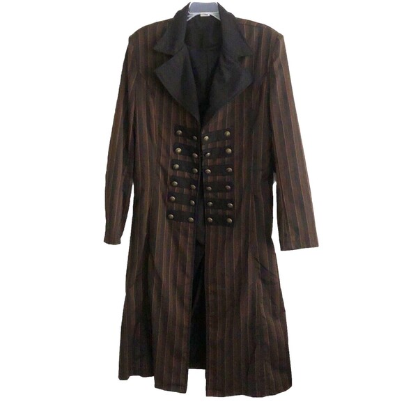 Spirit Halloween Steampunk Trench Coat Size M &Top Hat With Goggles Cosplay Goth - Picture 5 of 12